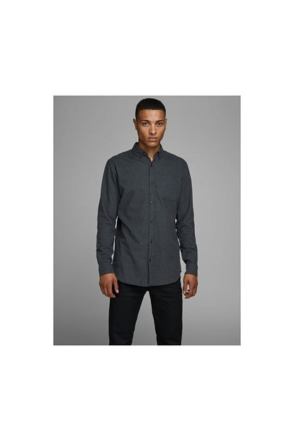 Jack Jones Erkek Tek Cep Antrasit Renk Gomlek 12155373 Trendyol