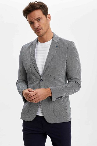 Defacto Erkek Civit Mavisi Basic Slim Fit Blazer Ceket N0505az 20sp In131 Trendyol