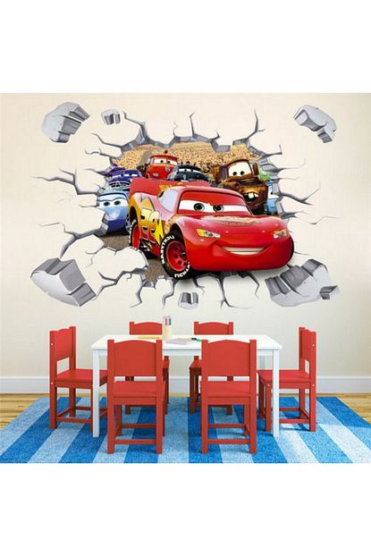 Crystal Kids Arabalar Filmi Simsek Mcqueen 3 Boyutlu Dev Duvar Cikartmasi Pvc Duvar Sticker Dekor Trendyol
