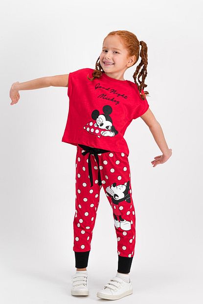 Mickey Minnie Mouse Mickey Mouse Lisansli Kirmizi Kiz Cocuk Pijama Takimi Trendyol