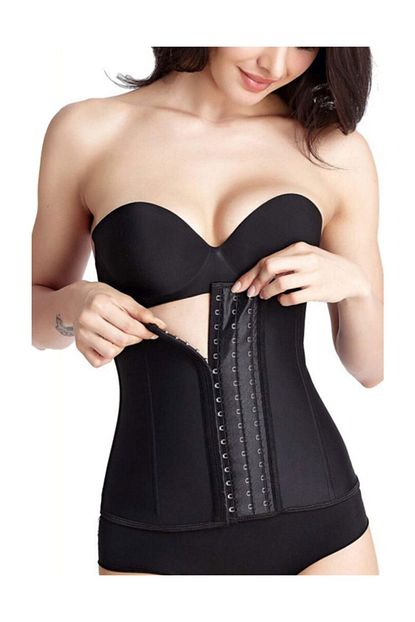 Korse Butik Latex Korse Askisiz Siyah 7 Celik Balenli 3 Kademeli Agrafli Trendyol