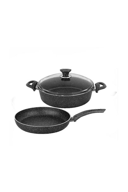 Famipa Tencere Granit Pilavlik Cam Kapakli 30 Cm Granit Tava 30 Cm 2 70 Mm Kalinlik Siyah Renk Trendyol