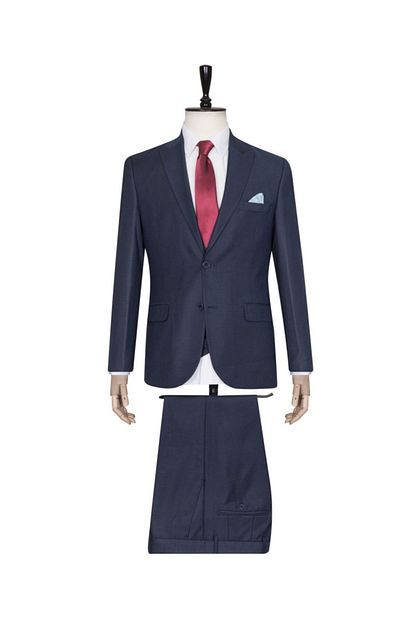 Suvari Erkek Desenli Dokulu Yelekli Lacivert 6 Drop Slim Fit Takim Elbise Trendyol