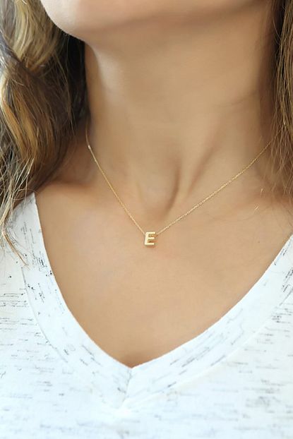 Papatya Silver Harf Kolye Uc Boyutlu E Harfi Rose Altin Kaplama 925 Ayar Gumus Trendyol