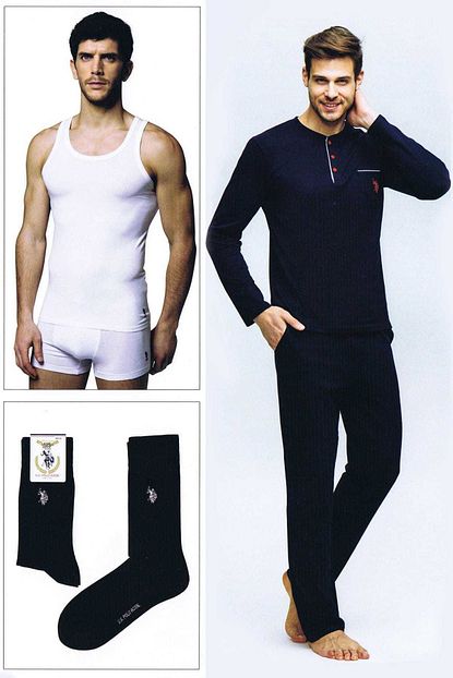 U S Polo Assn Erkek Lacivert Pijama Takimi Atlet Boxer Corap Seti Trendyol