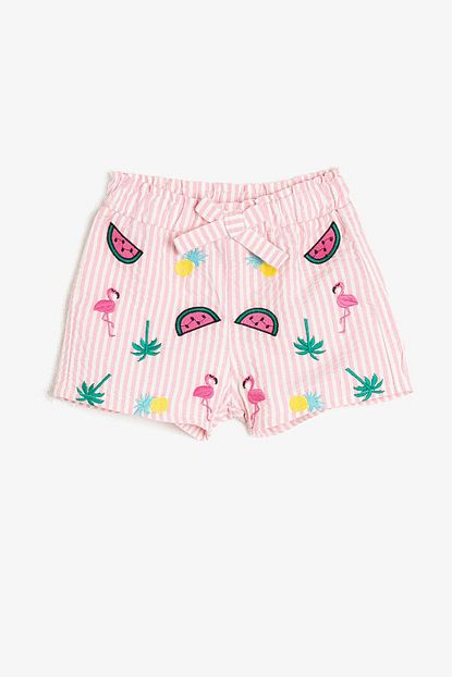Koton Kids Pembe Cizgili Kiz Bebek Sort Bermuda Trendyol