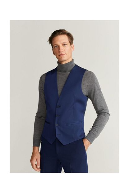Mango Man Erkek Mavi Super Dar Kesimli Takim Yelek 67080503 Trendyol