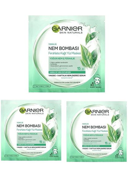 Garnier Karma Yagli Ciltler Icin Nem Bombasi Ferahlatici Kagit Yuz Maskesi 32 G 3 Lu Set 3600541945630 Fiyati Yorumlari Trendyol