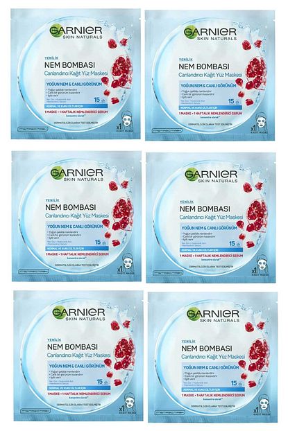garnier normal kuru ciltler icin nem bombasi canlandirici kagit yuz maskesi 32 gr 6 li set 3600541943735 fiyati yorumlari trendyol