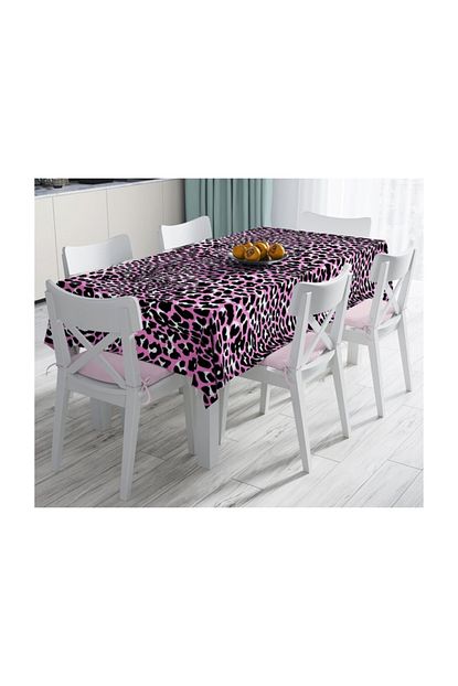 Realhomes Pembe Renkli Leopar Desenli Modern Leke Tutmaz Masa Ortusu 140 X 180 Cm Trendyol