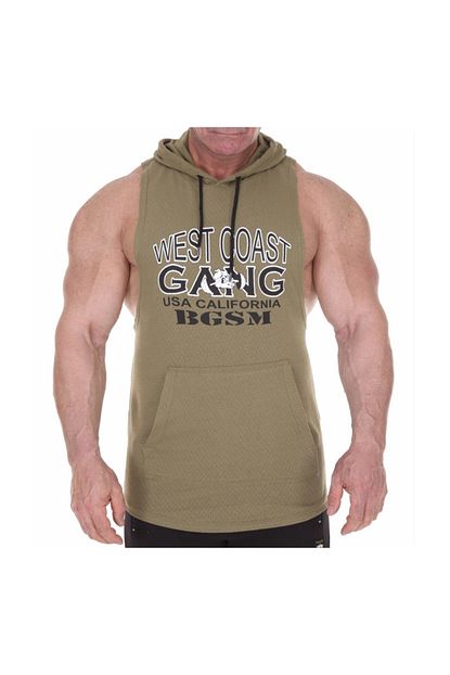 Big Sam Erkek Fitness Atlet Kapsonlu Kolsuz Ust Haki 2305 Trendyol