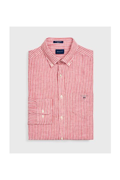 Gant Erkek Kirmizi Regular Fit Keten Banker Gomlek Trendyol