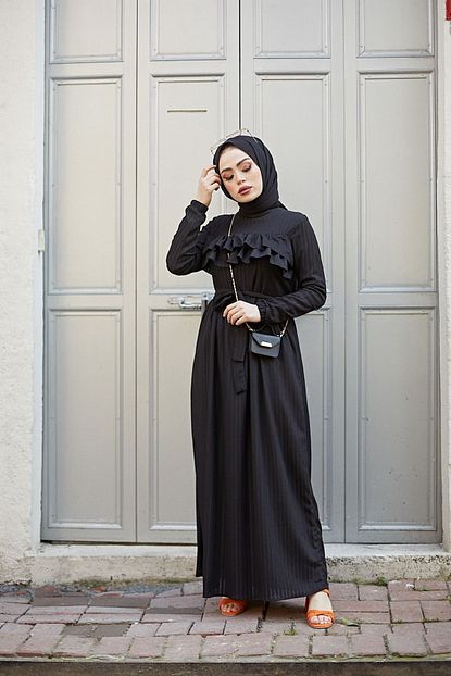 moda ekru firfir detayli kusakli