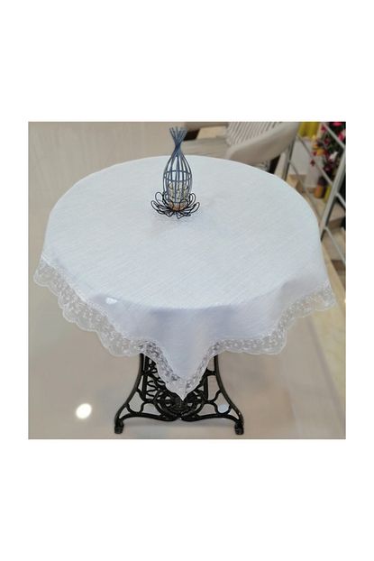 Kosem Ceyiz Simli Linen Dertsiz Fiskos Masa Ortusu 85x85 Cm Krem Trendyol