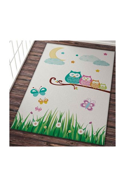 Ayze Home Kiz Cocuk Odasi Baykuslar Ve Ay Vektor Baskili Hali Poster 994 Trendyol