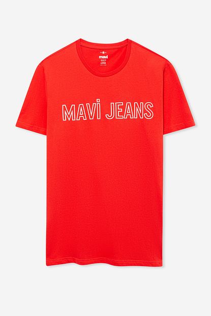 Mavi Erkek Jeans Baskili Kirmizi T Shirt 066292 30648 Trendyol