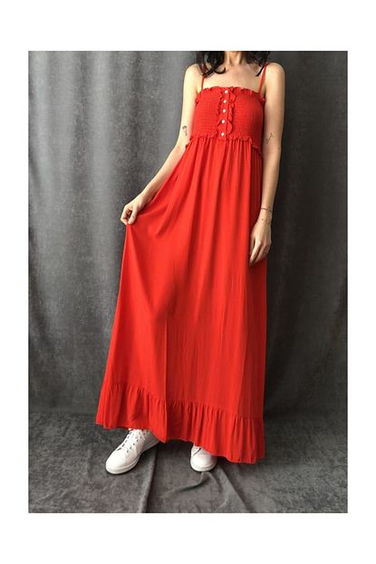 Voila Butik Ince Askili Uzun Elbise Trendyol