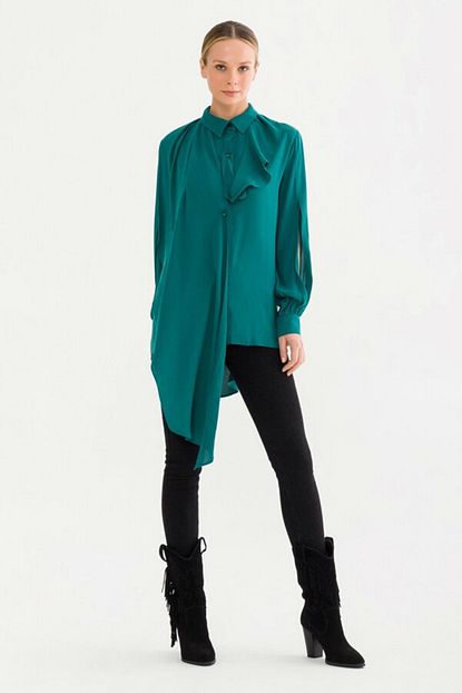 Adl Kadin Yesil Erkek Yaka Tunik 177c1583000009 Trendyol