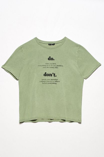 Dilvin Kadin Haki Parca Boya Basic Tshirt 101a03520 Trendyol