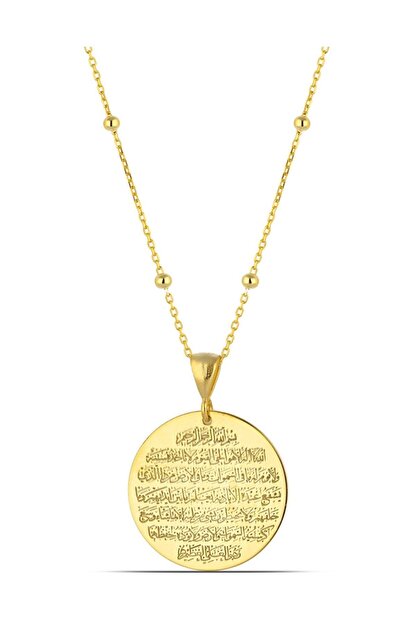 Mysilvers Ayetel Kursi Yazili Gumus Madalyon Kolye Kadin Altin Mys8198 Trendyol