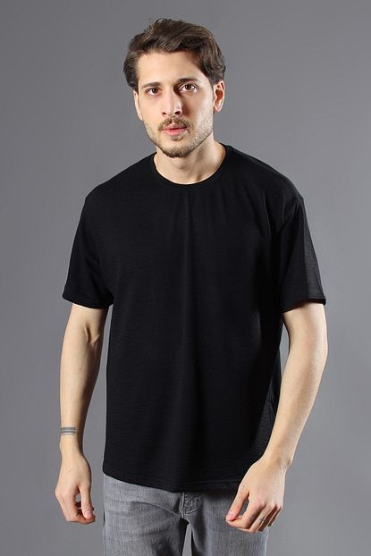 Machinist Erkek Burusuk Oversize Tisort T13 1110 Siyah Trendyol
