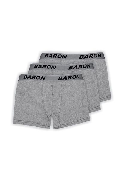Baron 3 Adet Marka Erkek Likrali Penye Boxer Gri Trendyol