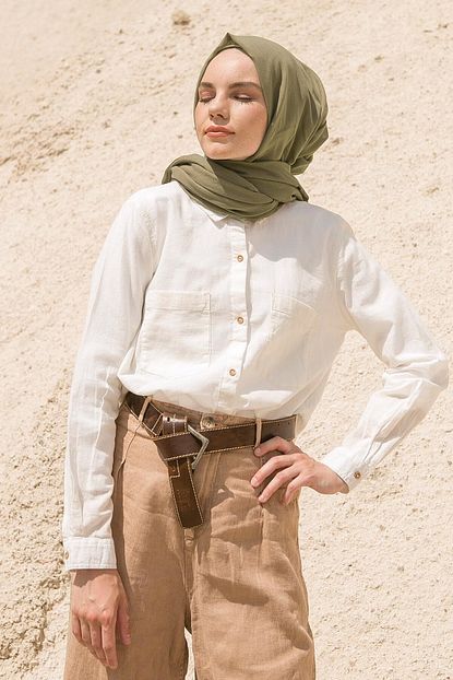 Freshscarfs Ince Pamuk Vual Sal Acik Yesil Esarp Trendyol