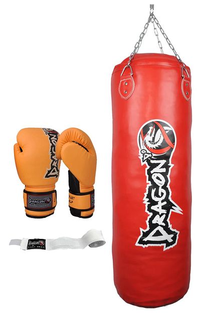 Dragon 100x35cm Kum Torbasi Kirmizi Renk Attack Boks Eldiveni 10 Oz Turuncu Renk Bandaj 3 Lu Set Trendyol