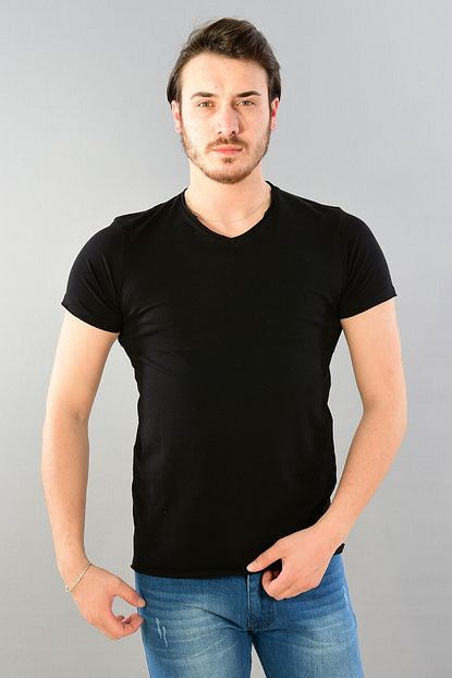 Giyim Dunyasi Dies Erkek V Yaka Slimfit Siyah T Shirt 1202ey01002 Trendyol