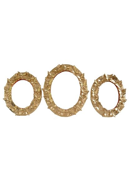 Gold Dekor Ayna Seti 3 Lu Polyester Kelebek Motifli Altin Renk Trendyol