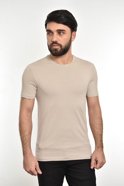 Liwali Erkek Krem Rengi Basic T Shirt 66106030 Trendyol