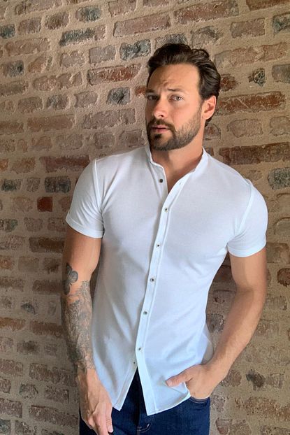 Trendyol Man Beyaz Erkek Hakim Yaka Kuplu Kisa Kol Orme Gomlek Tmnss20go0187 Trendyol