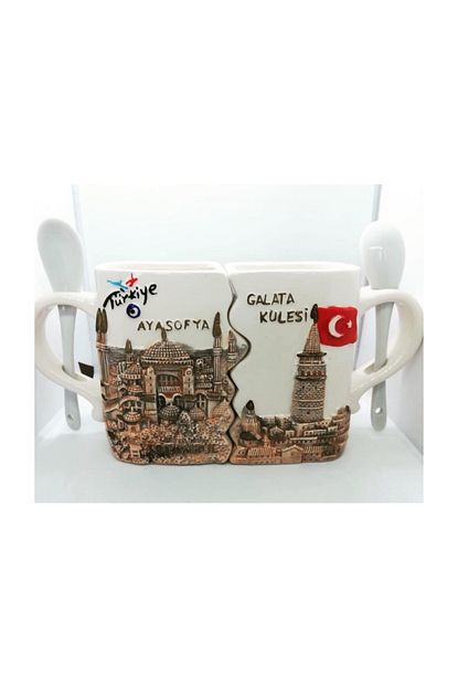 Mutluluk Kat Istanbul Cift Kupa Bardak Ozel Yapim Trendyol