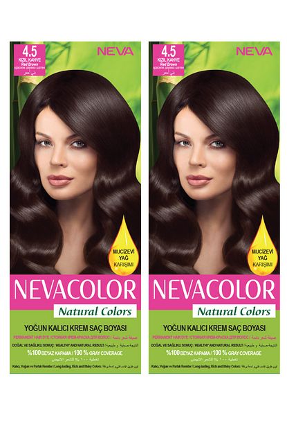 Neva Color 2 Li Natural Colors 4 5 Kizil Kahve Kalici Krem Sac Boyasi Seti Trendyol