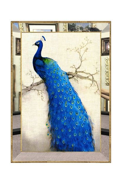 Platin Saat 60 X 90 Cm Aynali Tavus Kusu 3 Boyutlu Luks Tablo Trendyol