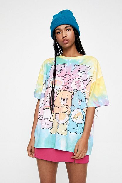 Pull Bear Kadin Kirik Mavi Batik Care Bears Desenli T Shirt