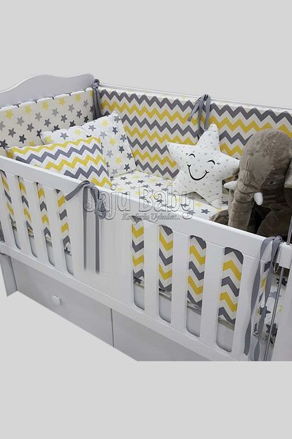 Jaju Baby Yildiz Ve Zikzak Desen 60x120 Cm Bebek Nevresim Takimi Ve Kenar Koruma Trendyol
