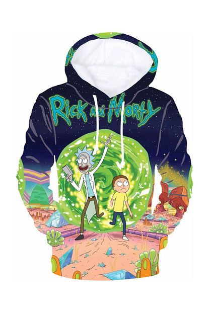 Ozel Tasarim Rick And Morty Kapsonlu Sweat Cocuk Rick And Morty Sivit Trendyol