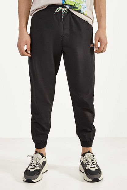 Bershka Erkek Siyah Poplin Jogging Fit Pantolon 00341335 Trendyol