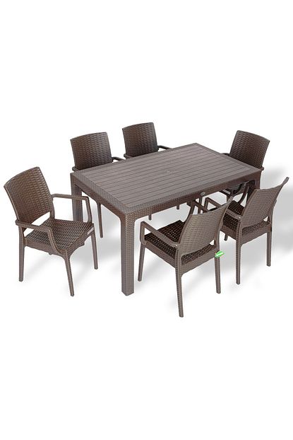 Estelia Rattan 90x150 Masa 6 Rattan Flora Koltuk Kahve Trendyol