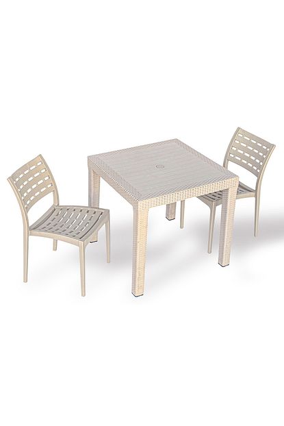 Estelia Rattan 80x80 Masa 2 Lisa Sandalye Kapucino Trendyol