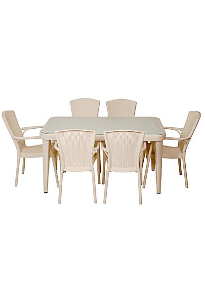 Tilia Royal 90x150 Cm Camli 6 Kisilik Bahce Masa Takimi Krem Trendyol