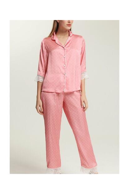 Suwen Kadin Pembe Amor Maskulen Pijama Takimi Trendyol