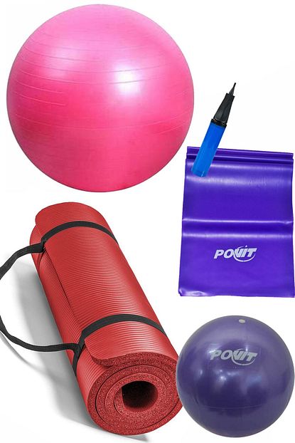 Povit 1 Cm Kirmizi Nbr Pilates Minderi 25 Cm Ve 65 Cm Pilates Topu Mor Pilates Bandi Trendyol