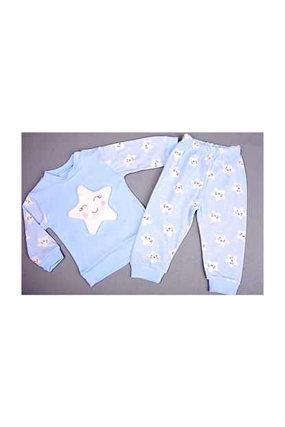 Ozgul Bebe Yildiz Kabartmali Bulutlu Pijama Takimi Kiz Bebek Takimi Mavi Trendyol