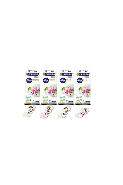 Sleepy Natural Bebek Bezi Ikili Jumbo 5 No Beden 192 Adet 4 Paket Islak Mendil Hediyeli Trendyol