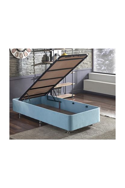 Niron Yatak Cozy Baza 90x190 Cm Tek Kisilik Sandikli Bebek Mavisi Kumas Baza Silinebilir Soho Kumas Niron Trendyol