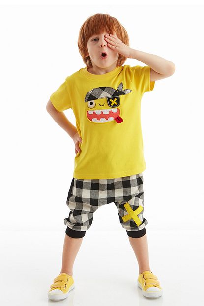 Denokids Pirate Ekose Erkek Cocuk Kapri Takim Trendyol