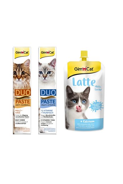 Gimcat Duo Paste Tavuklu Malt Kedi Macunu Peynirli Malt Kedi Macunu Milk Latte Calcium Sivi Kedi Sutu Trendyol