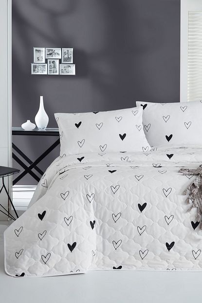 Enlora Home Enlora 100 Dogal Pamuk Kapitoneli Yatak Ortusu Seti Tek Kisilik Eveline Beyaz Trendyol